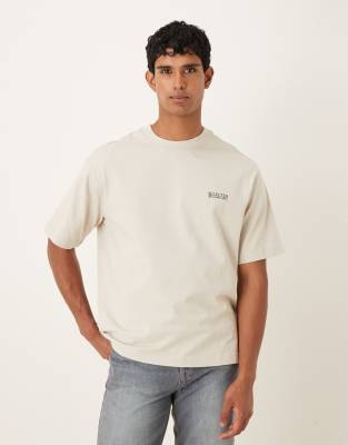 Selected Oversized Logo T-shirt In Neutral