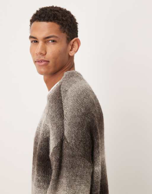 Selected oversized ombré wool blend sweater in brown, 3 of 5