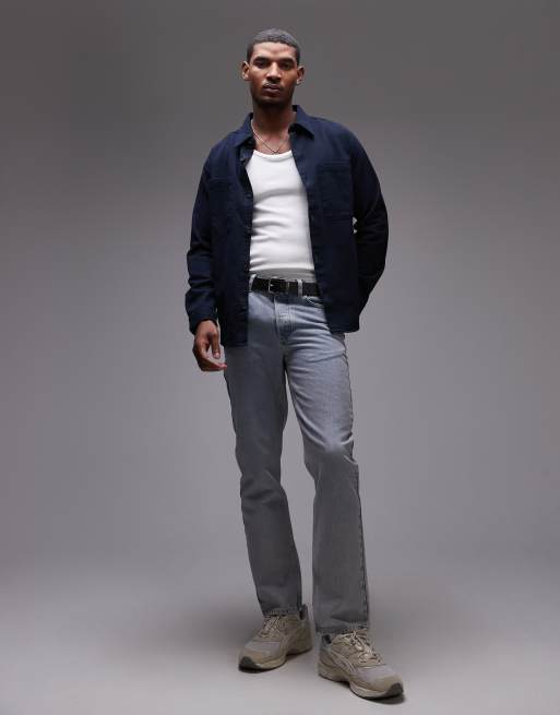 Selected - Oversized overhemd met zakken in marineblauw , 4 van 4