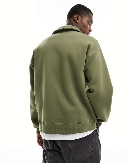 Selected oversized polo sweater in khaki | ASOS