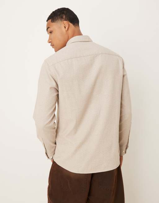 Selected - Oversized recht geborsteld overhemd van 100% katoen in crème , 3 van 5