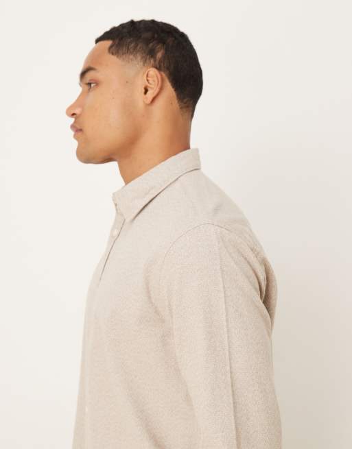 Selected - Oversized recht geborsteld overhemd van 100% katoen in crème , 4 van 5
