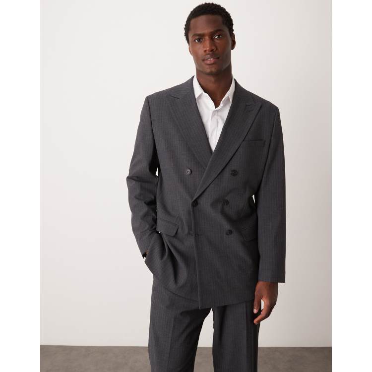 Selected oversized suit jacket in gray pin stripe | ASOS