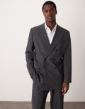 [Selected] Selected oversized suit jacket in grey pin stripe 52 Dark Grey Pinstriped