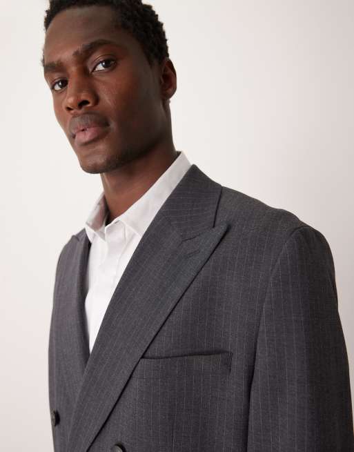 Selected oversized suit jacket in grey pin stripe , 3 of 5
