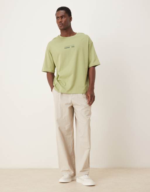 Selected - Oversized T-shirt met abstracte print op de achterkant in groen , 2 van 5