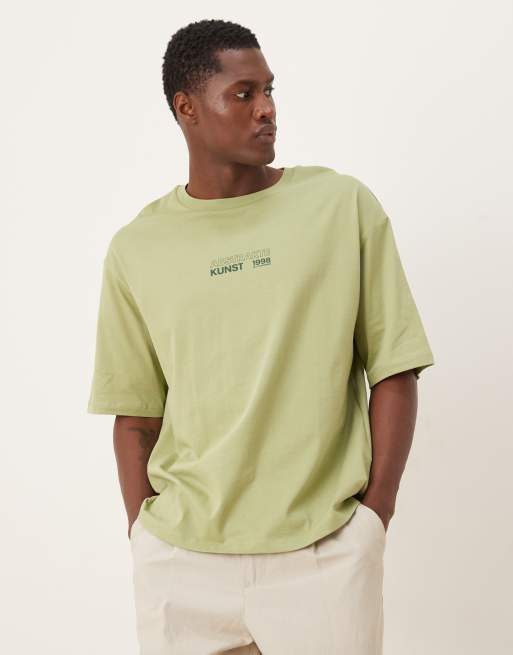 Selected - Oversized T-shirt met abstracte print op de achterkant in groen , 3 van 5