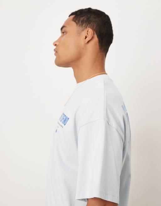 Selected - Oversized T-shirt met blauwe 'Portofino' print op de achterkant in wit , 4 van 5