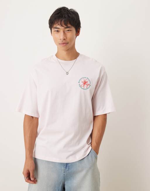 Selected - Oversized T-shirt met botanische print op de achterkant in roze , 4 van 4
