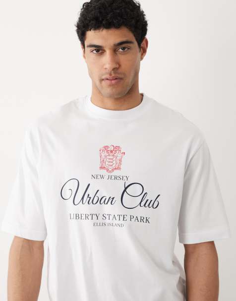 Selected - Oversized T-shirt met grafische sportprint in wit - view 1