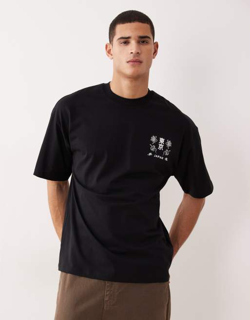 Selected - Oversized T-shirt met Japan-stempelprint op de achterkant in zwart, 3 van 5