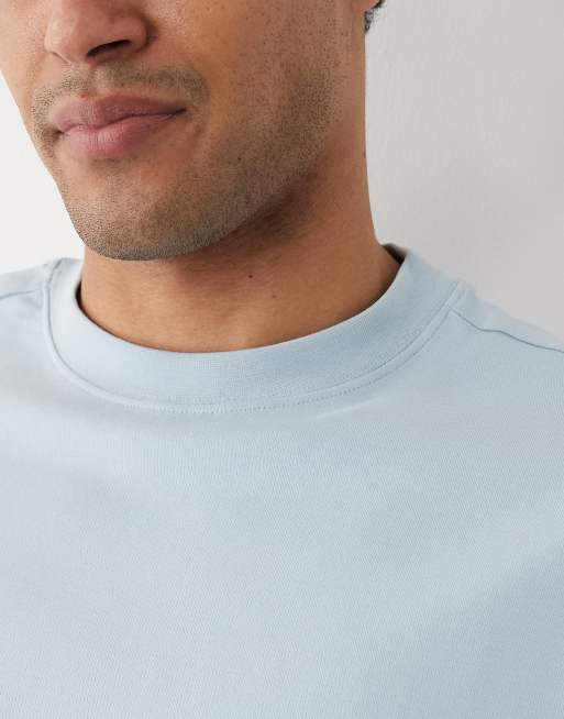 Selected - Oversized T-shirt van 300 gsm zware stof in lichtblauw, 3 van 5
