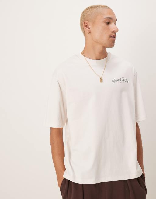 Selected Oversized T-shirt van zware kwaliteit met Positano