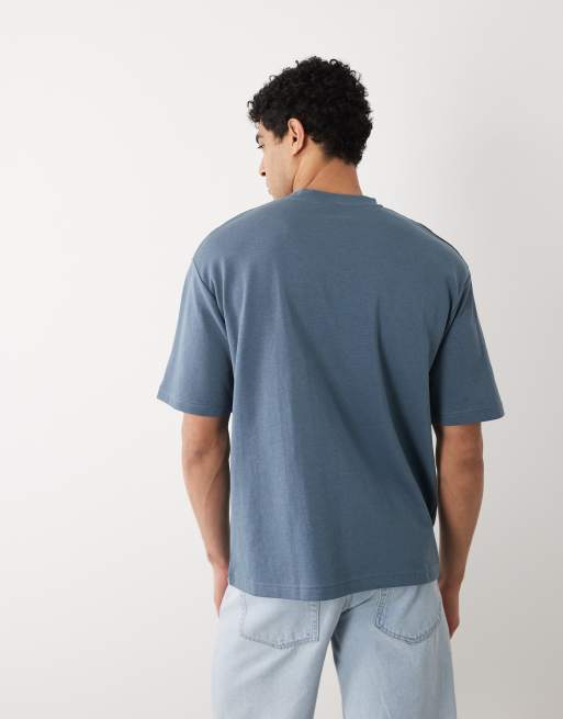 Selected - Oversized T-shirt van zware stof in blauw, 4 van 5