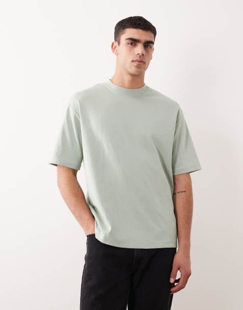 Selected - Oversized T-shirt van zware stof in groen - view 1