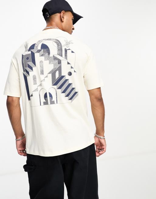 Selected oversized t-shirt with architectural back print in off white 