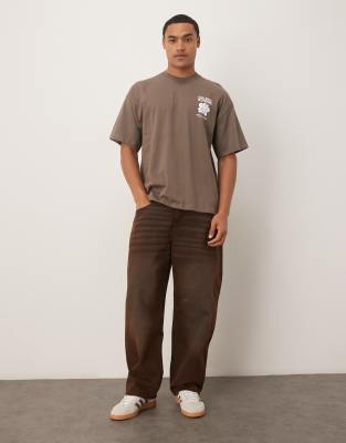 Selected Oversized T-shirt With Art Exhibition Back Print In Brown