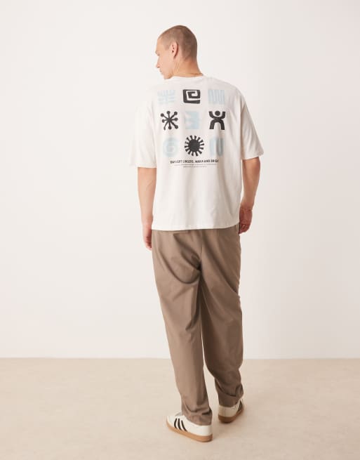 Selected oversized T-shirt with back print in off white | ASOS