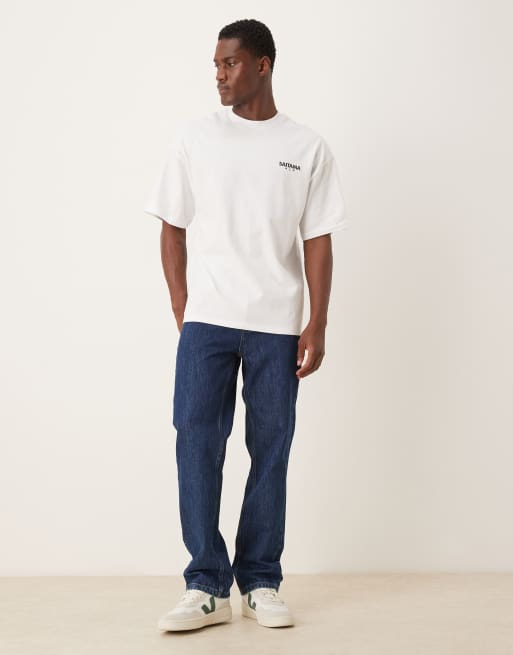 Selected oversized t-shirt with bonsai backprint in white, 2 of 5