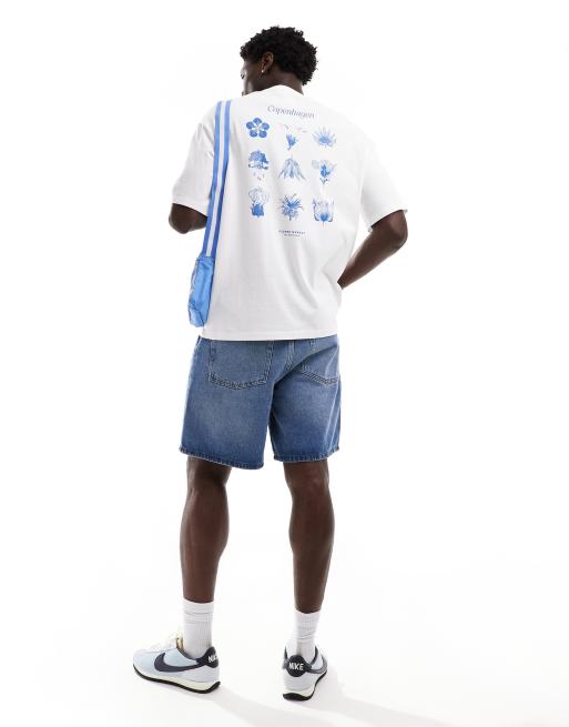 Selected oversized t-shirt with botanical gallery back and chest prints in white, 4 of 4