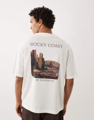 Selected Oversized T-shirt With Coast Graphic In White
