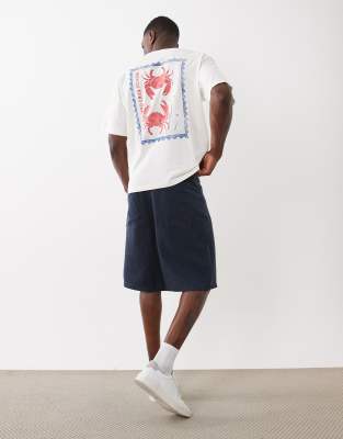 Selected Oversized T-shirt With Crab Stamp Backprint In White