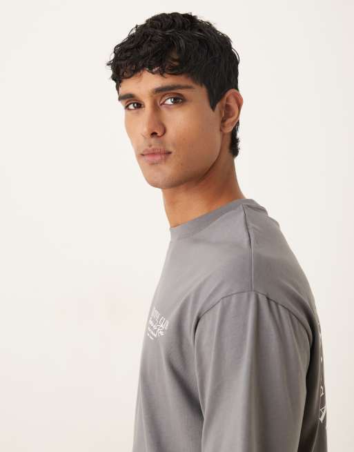 Selected oversized t-shirt with creative club back print in charcoal, 4 of 5