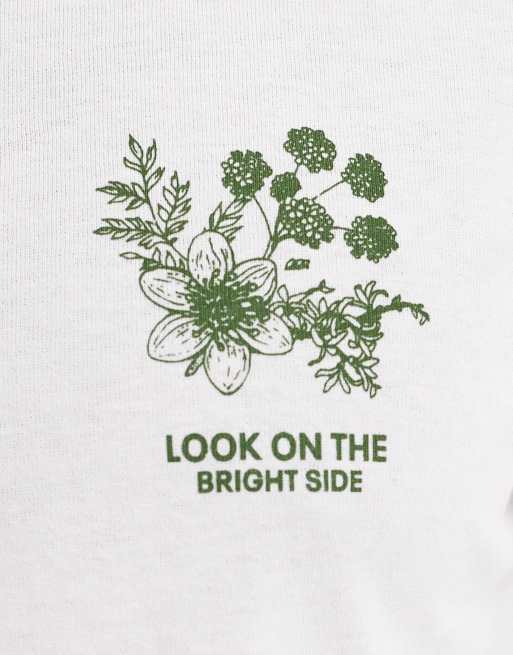 Selected oversized t-shirt with flower back print in white, 3 of 4