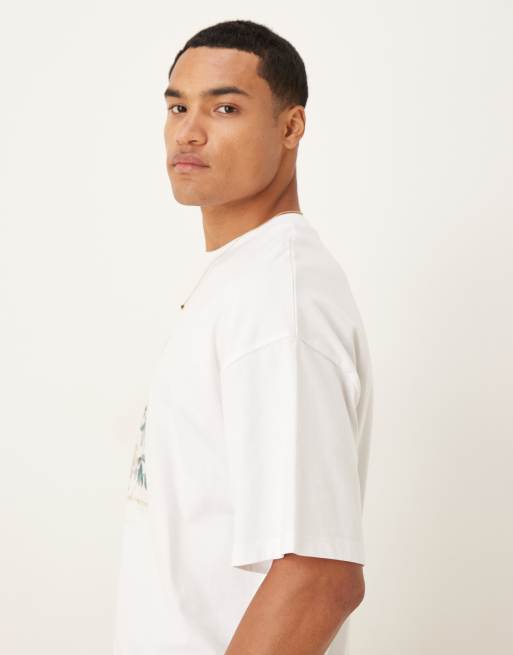 Selected oversized T-shirt with front floral print in white , 4 of 5