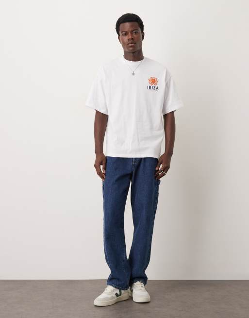 Selected oversized T-shirt with Ibiza back print in white , 2 of 5