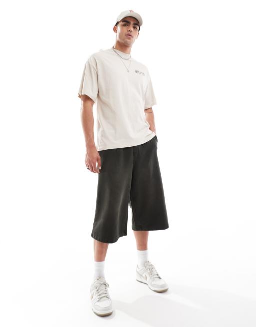 Selected oversized t-shirt with mount fuji back print in cream, 3 of 4