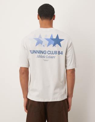 Selected Oversized T-shirt With Run Club Back Print In Gray