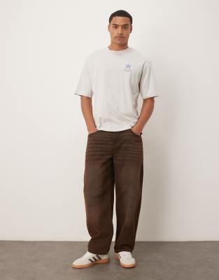 Selected Oversized T-shirt With Run Club Back Print In Gray