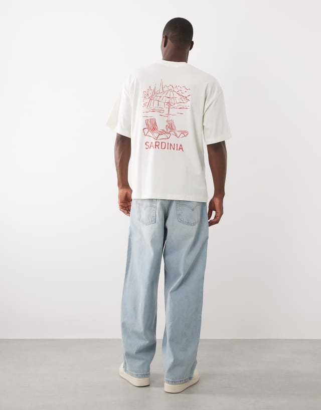 Selected oversized t-shirt with Sardinia back print in cream | ASOS