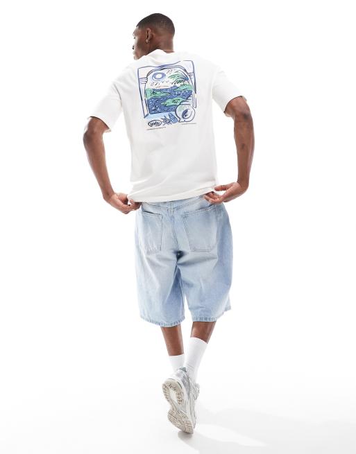 Selected oversized t-shirt with scenic backprint in white , 2 of 4