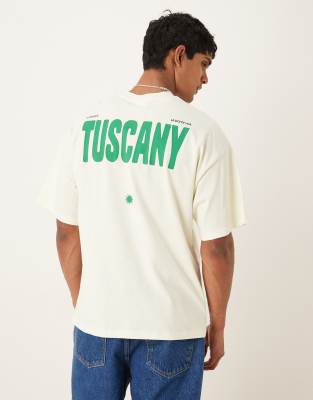 Selected Oversized T-shirt With Tuscany Back Print In Multi
