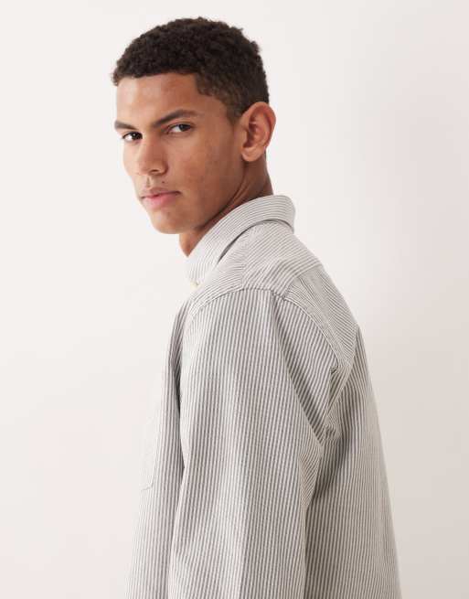 Selected oxford shirt in dark green stripe, 4 of 5