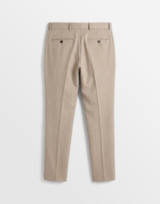 Selected - Pantalon de costume ajusté à fines rayures - Beige , 7 de 9