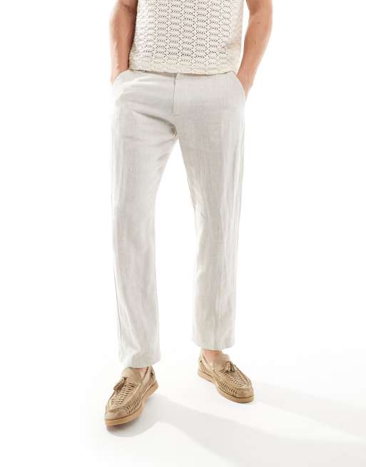 Selected - Pantalon de costume ajusté en lin mélangé - Beige , 3 de 5