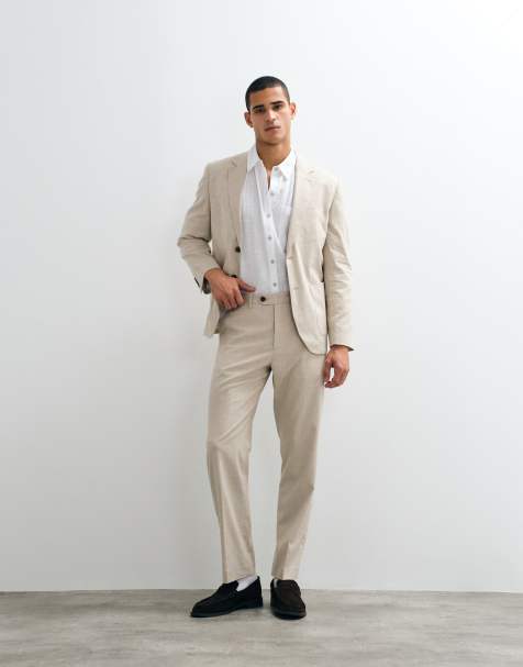 Selected - Pantalon d'ensemble ajusté coupe classique en lin mélangé - Beige - view 1