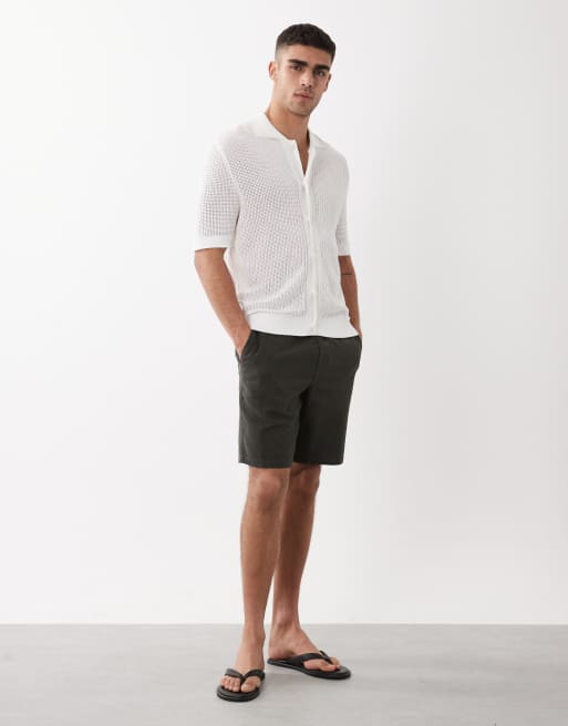 Selected - Pantaloncini marroni in misto lino, 2 di 5