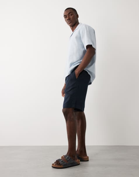 Selected - Pantalones cortos azul marino de lino puro - view 1