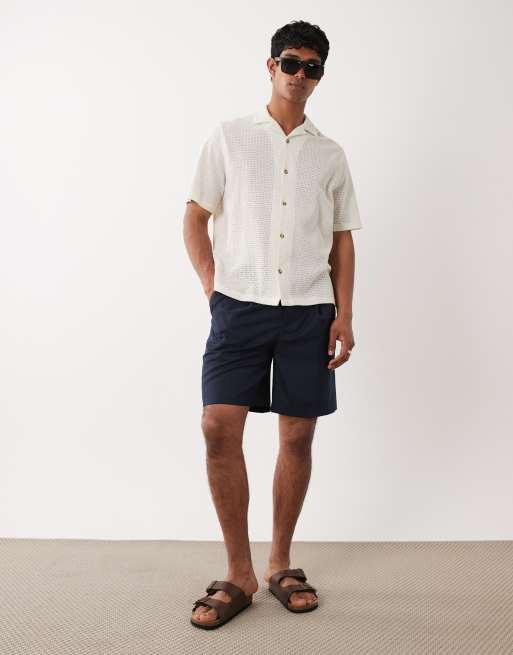 Selected - Pantalones cortos azul marino de mezcla de lana, 2 de 5