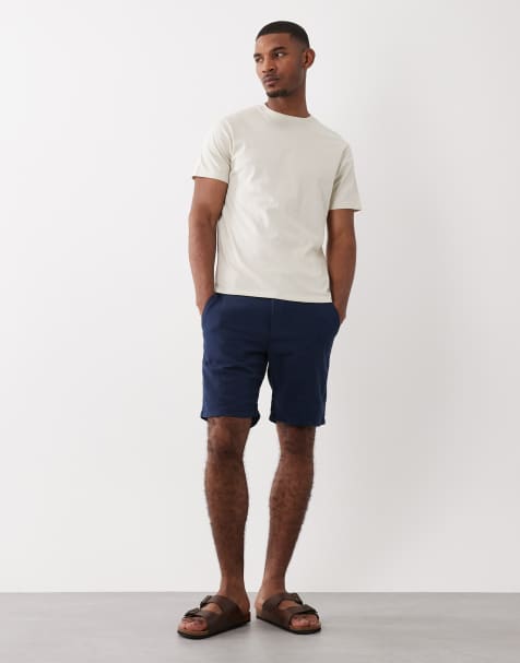 Selected - Pantalones cortos azul marino de mezcla de lino - view 1
