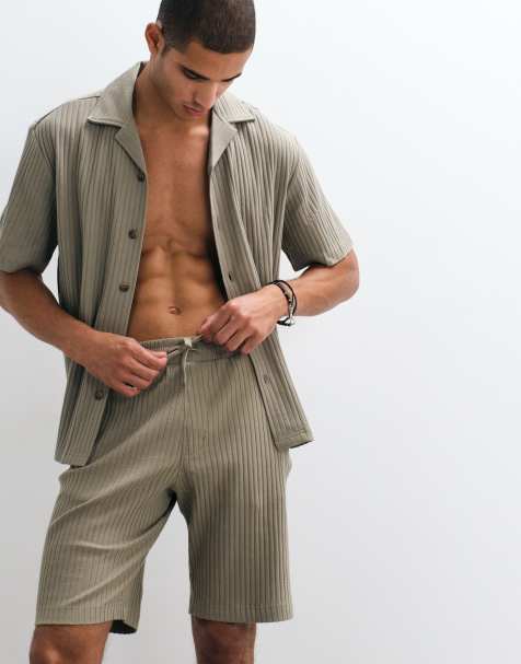 Selected - Pantalones cortos caquis de canalé (parte de un conjunto) - view 1
