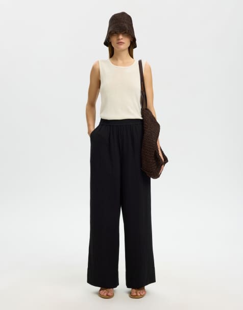 Selected - Pantaloni a fondo ampio neri - view 1