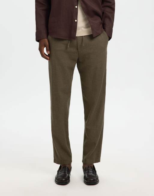 Selected - Pantaloni color bosco notte