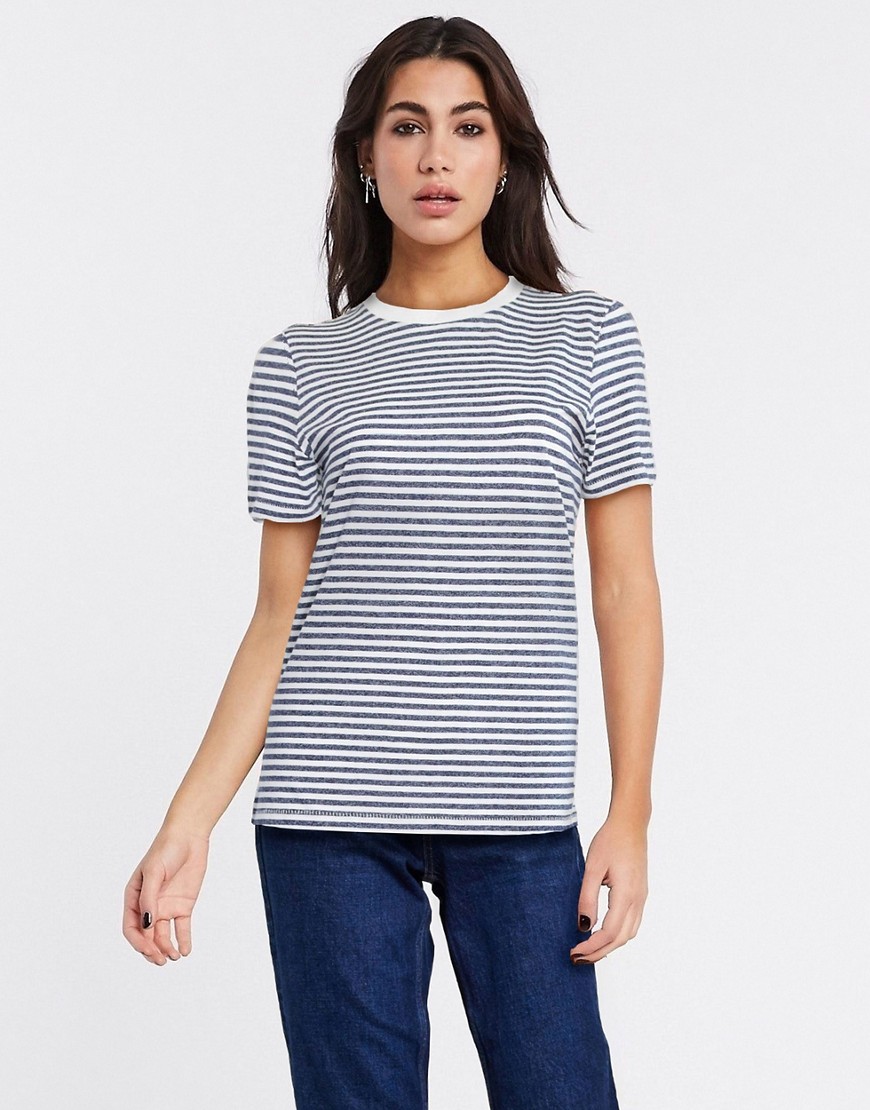 Selected perfect short sleeve stripe t-shirt in dark blue-Green