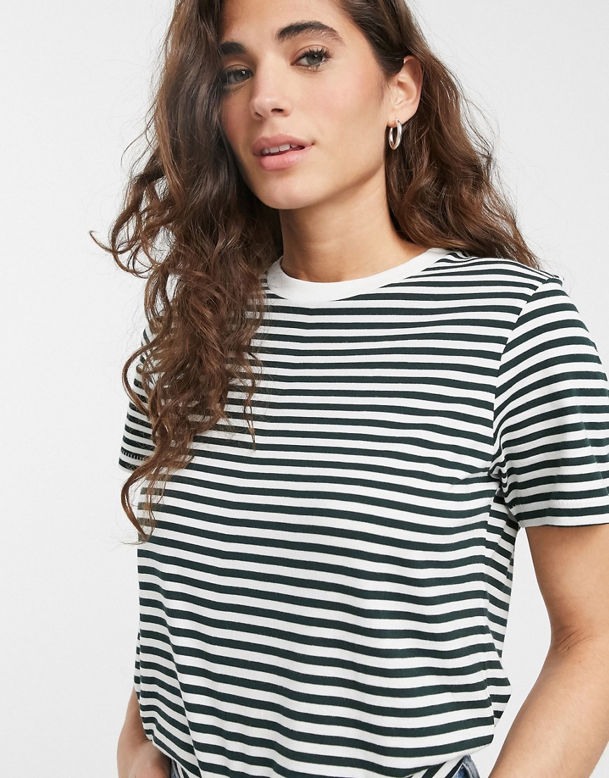 Selected Perfect stripe short sleeve t-shirt-Green
