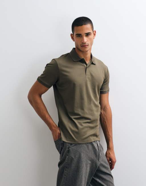 Selected pikétröja med korta ärmar i khaki, 3 av 5